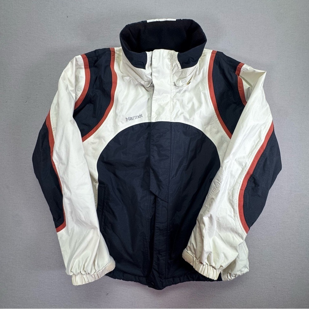 Marmot Mens Ski Jacket Regular Cream Black Red Colorblock Technical Medium